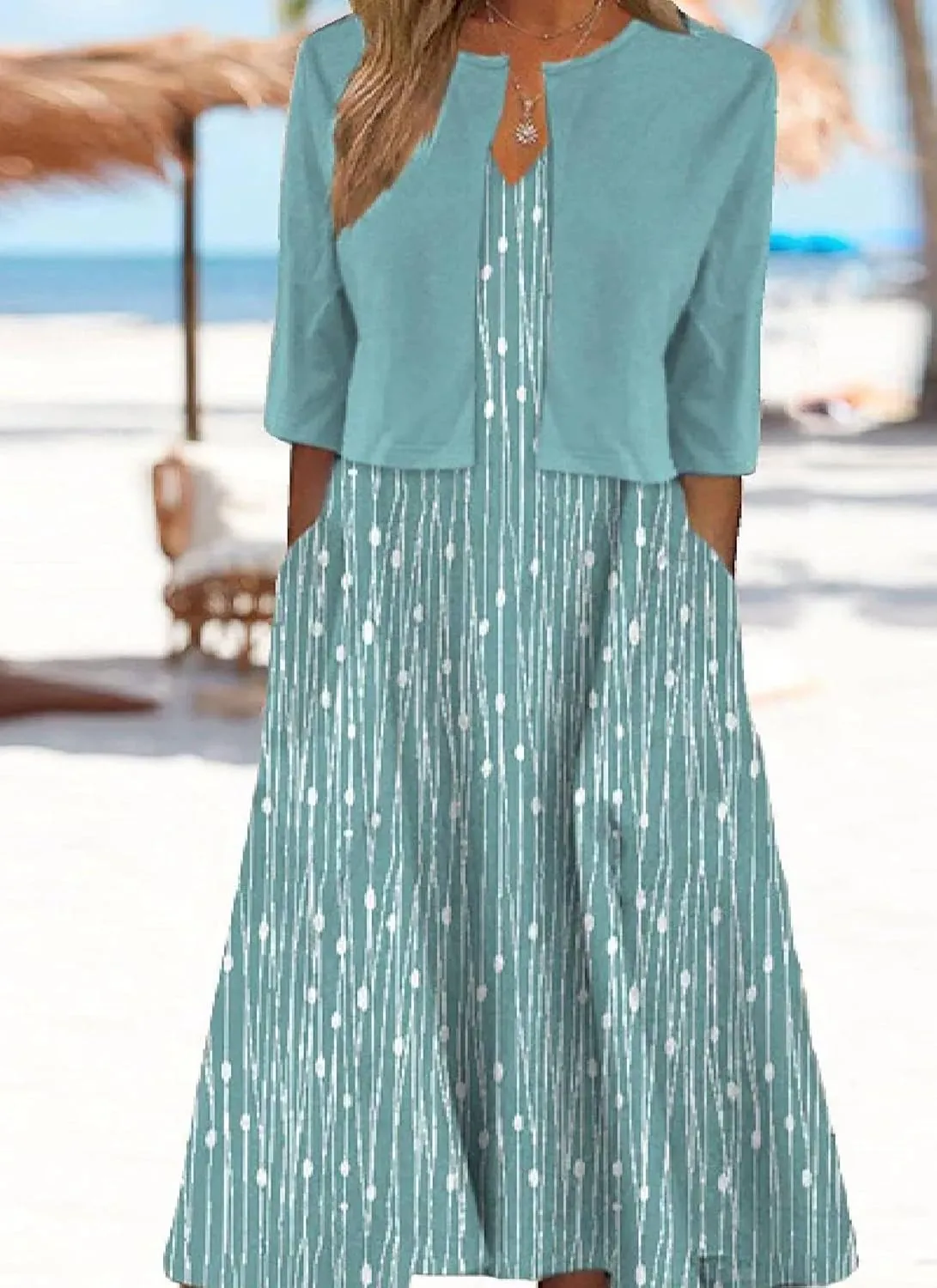 Womens 2 Piece Set Fashion Unique Plant Print Midi Dress with Jacket Cardigan Wedding Guest Floral Print Midi Dresses