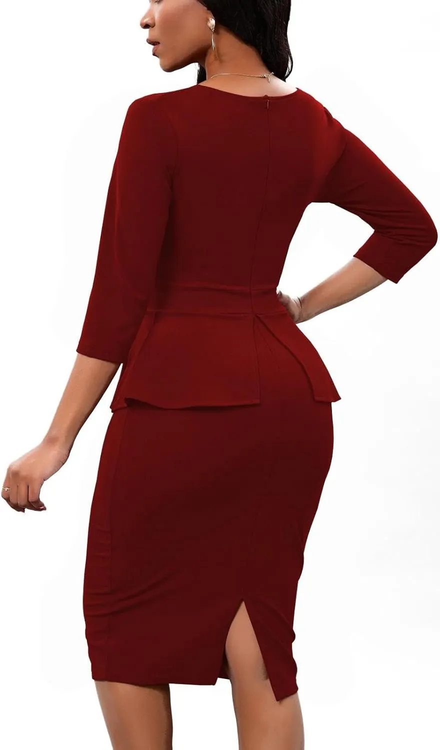 Women's Bodycon Pencil Dress Church Teacher Office Modest Business Wear to Work Sheath Suiting Dresses
