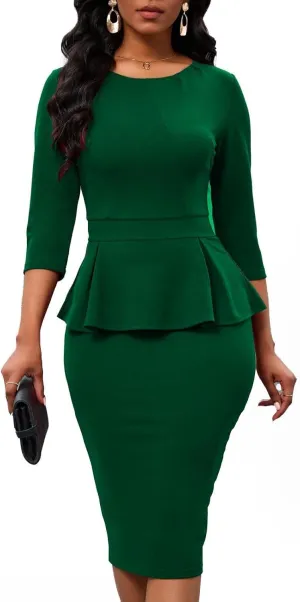 Women's Bodycon Pencil Dress Church Teacher Office Modest Business Wear to Work Sheath Suiting Dresses