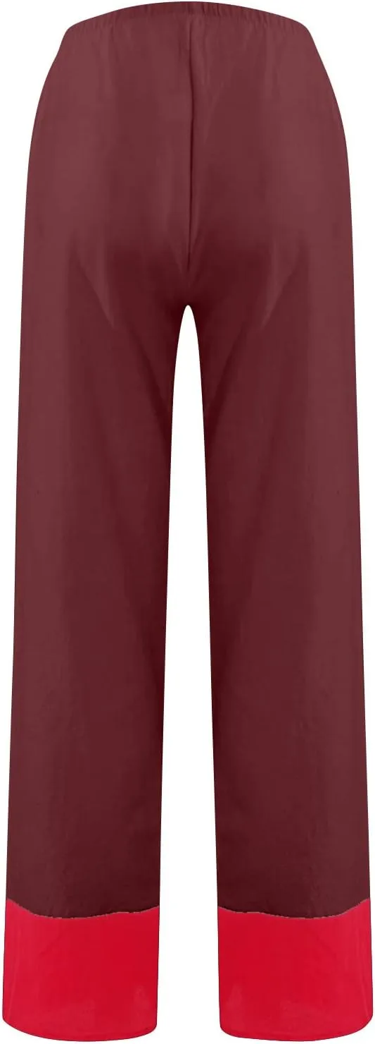 Womens Capri Pants for Summer Petite Length Linen Capris Cropped Pants Plus Size Drawstring Elastic High Waist Joggers