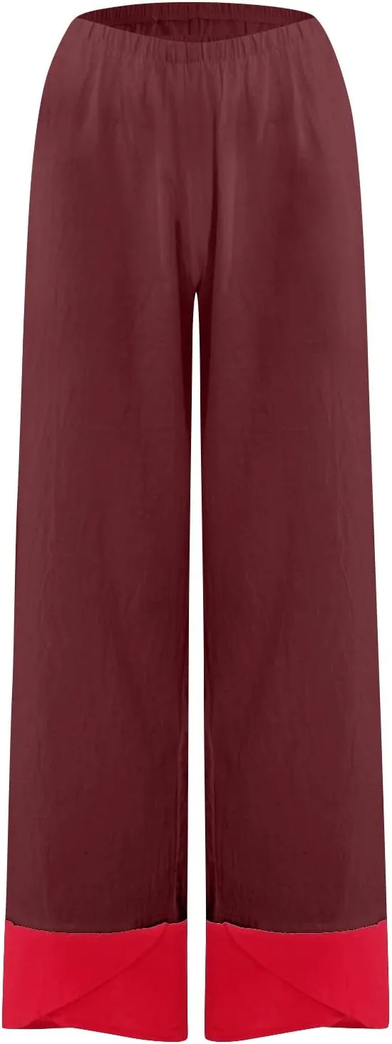 Womens Capri Pants for Summer Petite Length Linen Capris Cropped Pants Plus Size Drawstring Elastic High Waist Joggers
