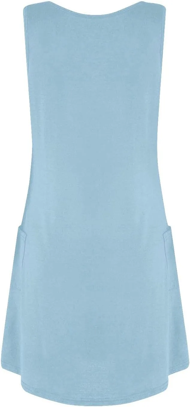 Women's Casual Print Summer Bohemian Beach Dress with Pockets V Neck Tank Dress