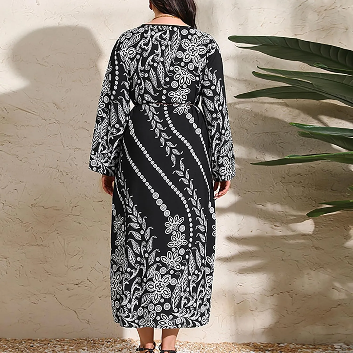 Womens Dresses Casual Dressy Long Sleeve Long Maxi Dress Fall Fashion Bohemian Floral Dresses for Women 2024