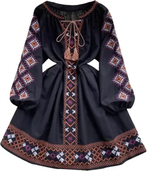 Women's Dresses for Women Spring Bohemian Dress Embroidered Lantern Sleeves Mini Dress