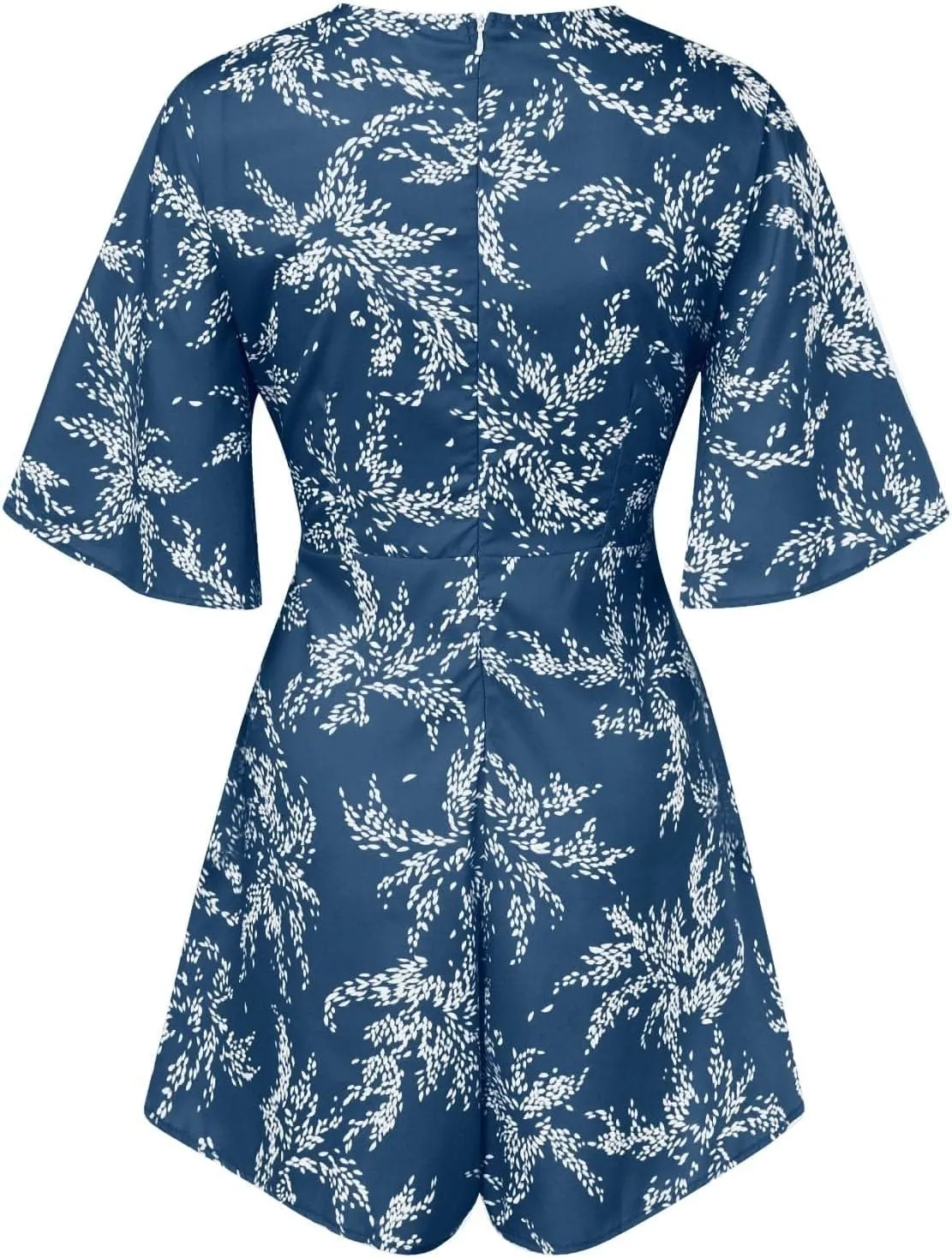 Women's Floral Dress Flowy Midi Skirts Summer Boho Beach Sundress Casual Ruffled Sleeve Waist Lace-up Romper Dresses