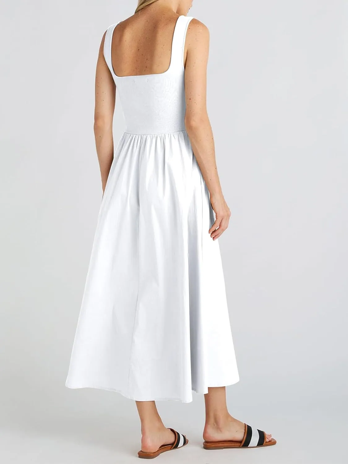 Women's Maxi Dress Summer Sleeveless Swing Sundress Casual Loose Tank Long Dresses with Pockets