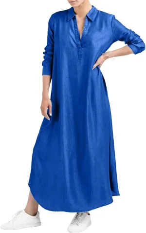 Women's Plain Maxi Long Dress Kaftan Cotton Long Sleeve Casaul Oversized Dress Summer Boho Maxi Dress Plus Size