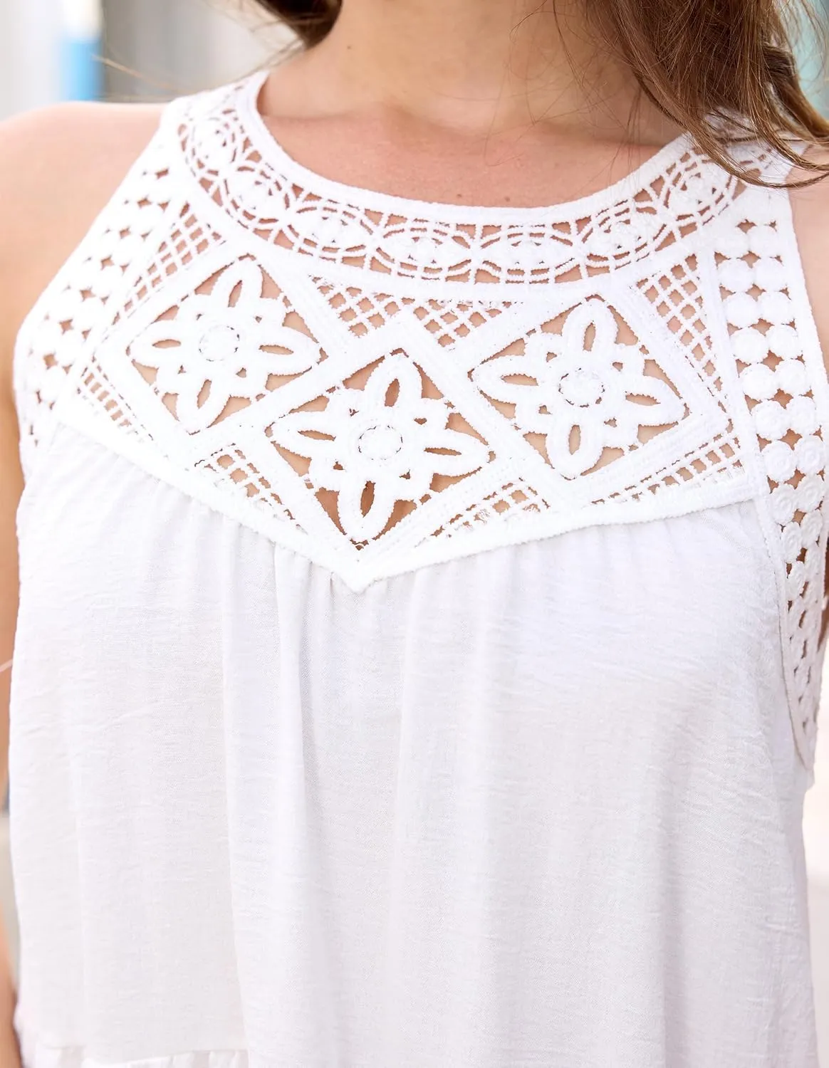 Women's Summer Sleeveless Short Lace Sundress Beach Vacation Clothes Casual Dresses