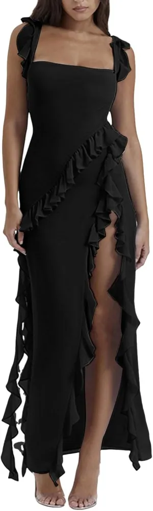 Women's Trendy Summer Casual 2025 Sun Dresses Side Split Sexy Western Spring Summer Sundresses Modest Beach Camisole