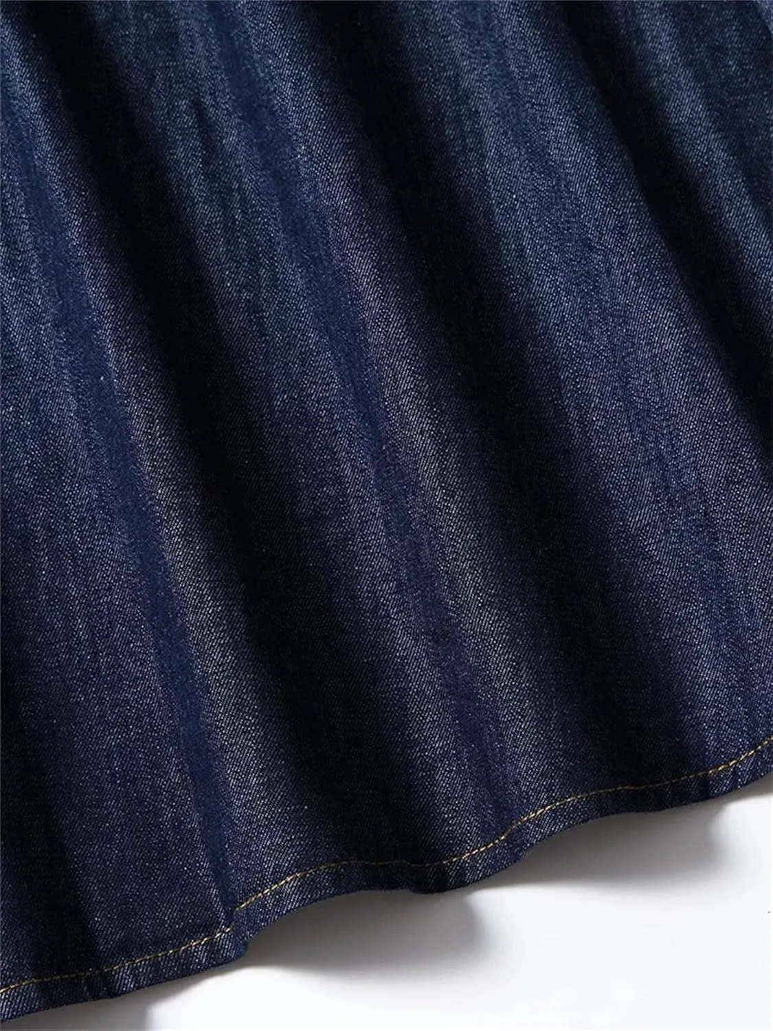 Women's Vintage Denim Midi Skirts High Waist A-Line Plain Pleated Thin Skirts Denim Skirt (with Belt)
