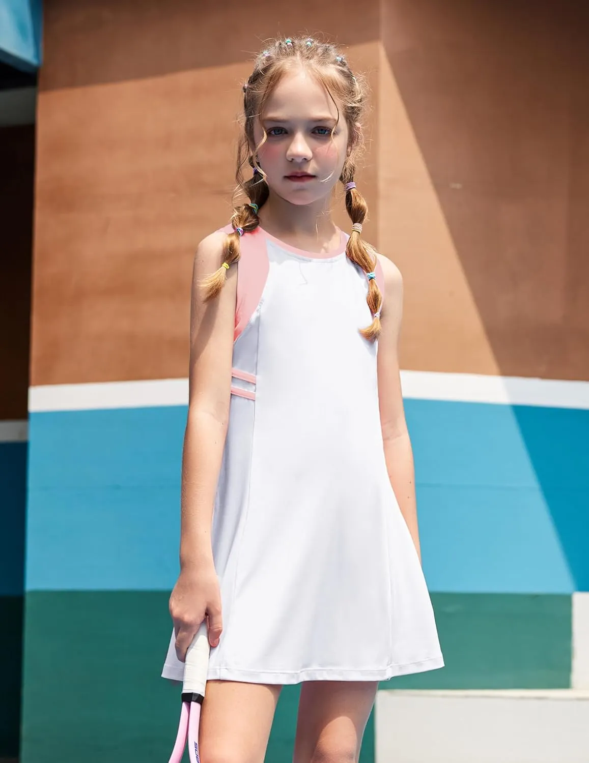 Zaclotre Girls Tennis Dress Cute Golf Outfit Sleeveless Workout Athletic Dresses with Shorts Pockets