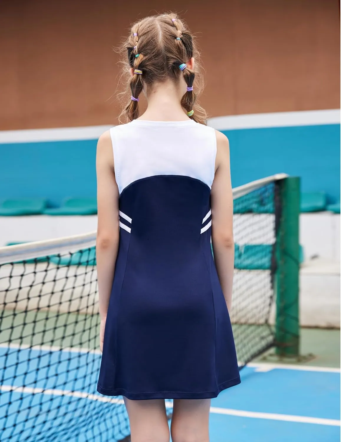 Zaclotre Girls Tennis Dress Cute Golf Outfit Sleeveless Workout Athletic Dresses with Shorts Pockets